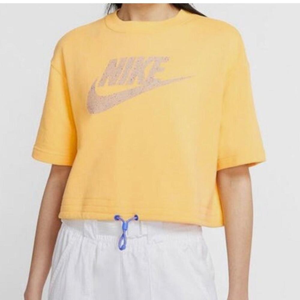 Nike Sportswear Icon Clash Logo 'Yellow' Cropped Sweatshirt size 1X